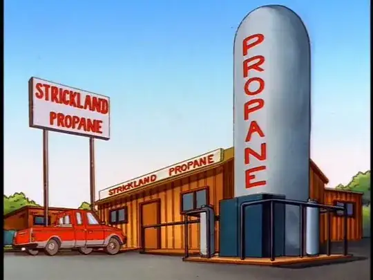 cartoon showing Strickland Propane company