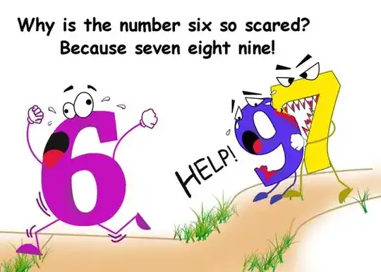 Cartoon of number six running away from the number seven who is biting number nine.1