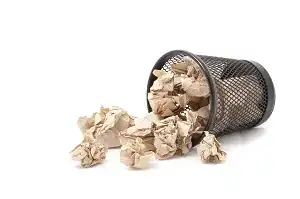 waste paper in a dustbin