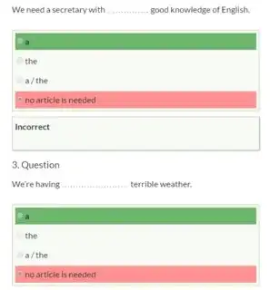 Picture of the questions and answer